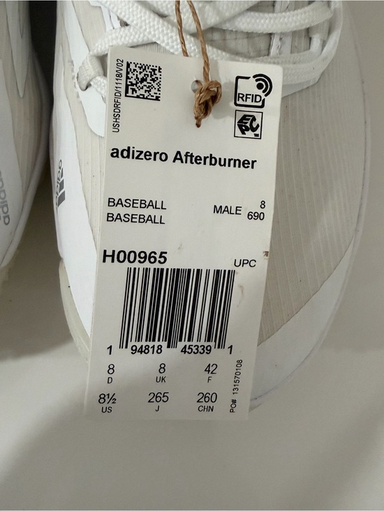 Adidas Adizero Afterburner 8 Turf Baseball Shoes White Silver H00965 Men\'s main image 10